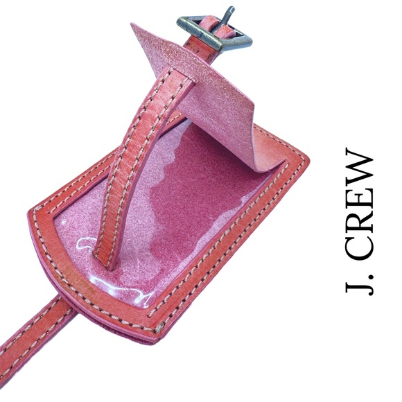 J. Crew • Leather Luggage Tag with Privacy Flap • Guava Shade • EUC - Picture 2 of 16